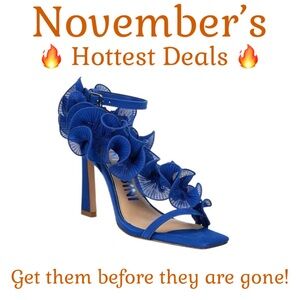 Gianni Bini FRANZ Suede Chiffon Ruffle Dress Sandal Electric Blue